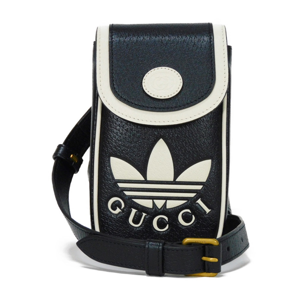 Gucci adidas Phone Holder Textured Leather Shoulder Bag