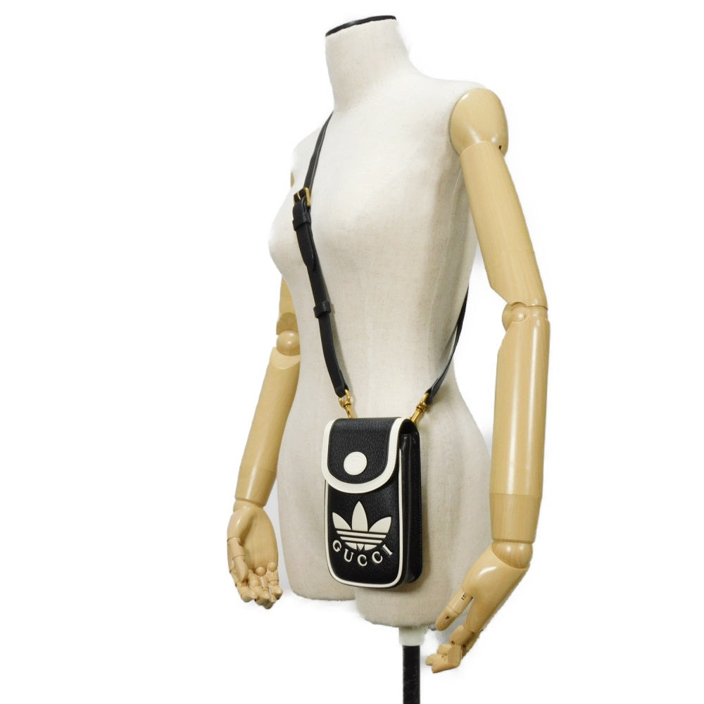 Gucci adidas Phone Holder Textured Leather Shoulder Bag