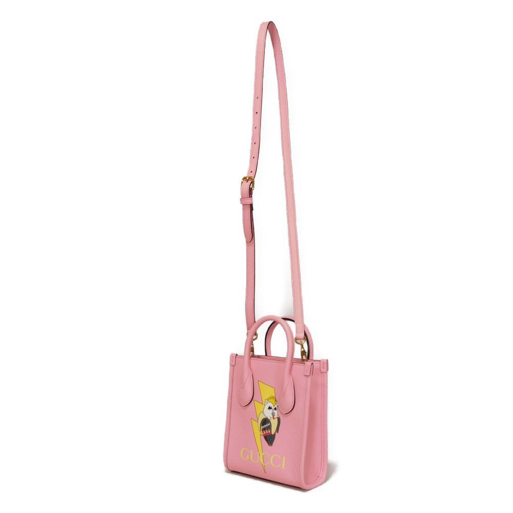Gucci Bananya Mini Tote Textured Leather 2way Shoulder Bag