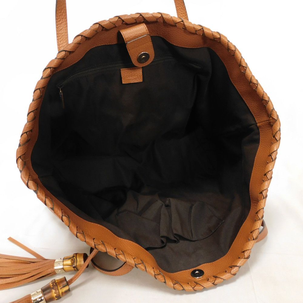 Gucci Bamboo Tassel Calf Leather Tote Bag