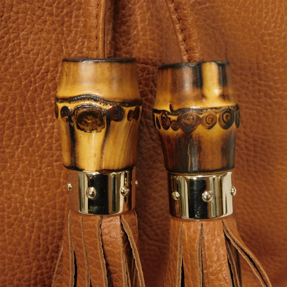 Gucci Bamboo Tassel Calf Leather Tote Bag