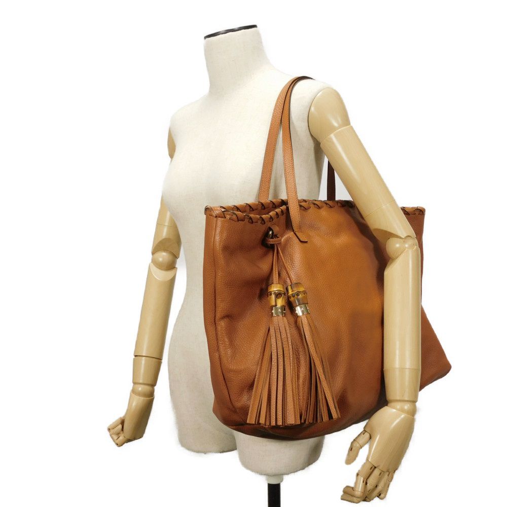 Gucci Bamboo Tassel Calf Leather Tote Bag