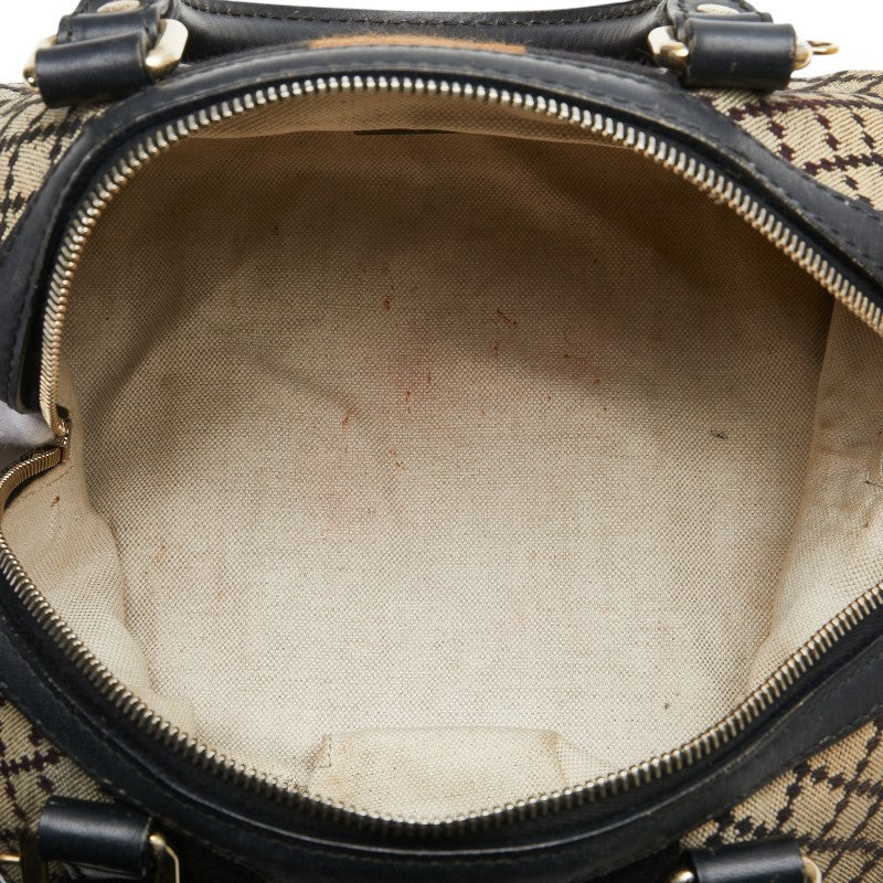Gucci Diamante Canvas Leather Boston Bag
