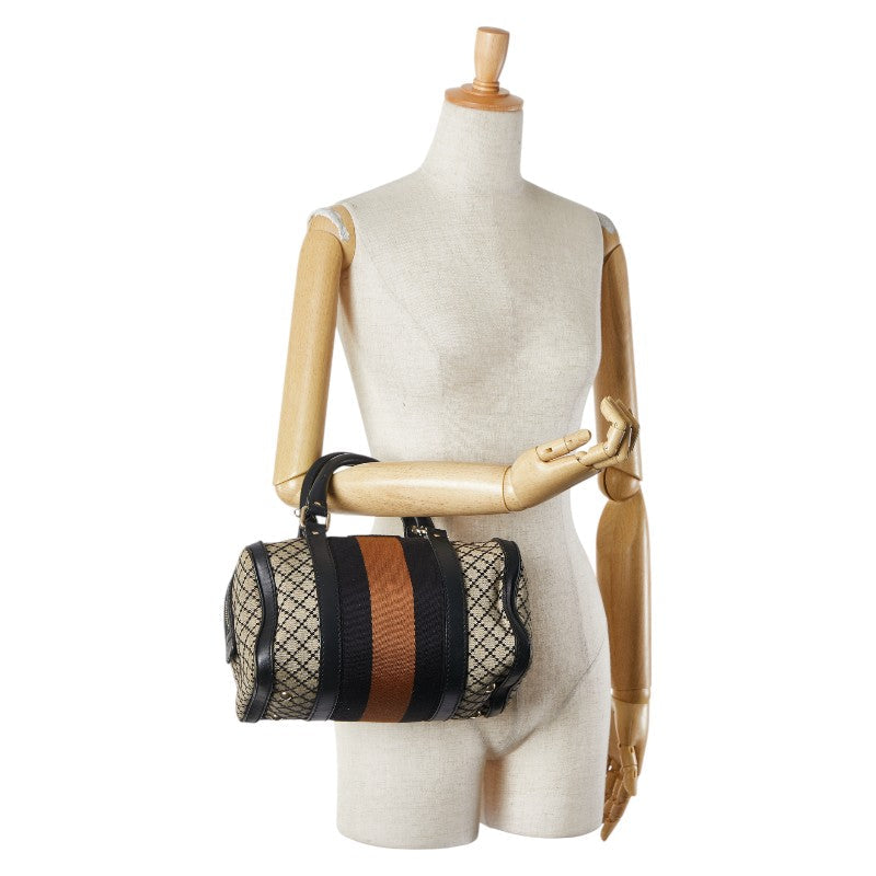 Gucci Diamante Canvas Leather Boston Bag