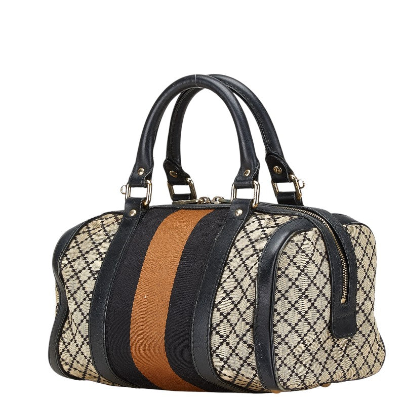 Gucci Diamante Canvas Leather Boston Bag