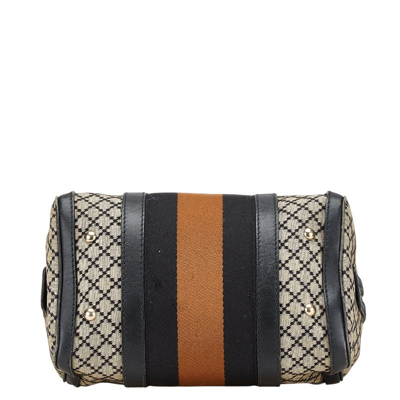 Gucci Diamante Canvas Leather Boston Bag