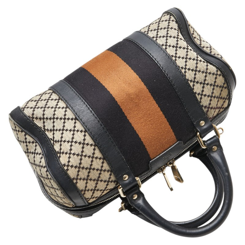 Gucci Diamante Canvas Leather Boston Bag