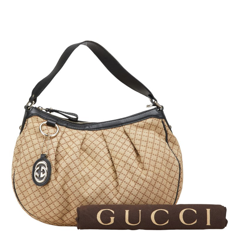 Gucci Diamante Canvas Leather Shoulder Bag