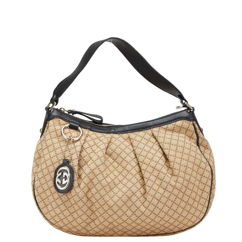 Gucci Diamante Canvas Leather Shoulder Bag