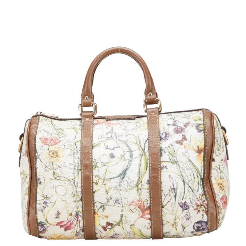 Gucci Flora Canvas Leather Handbag