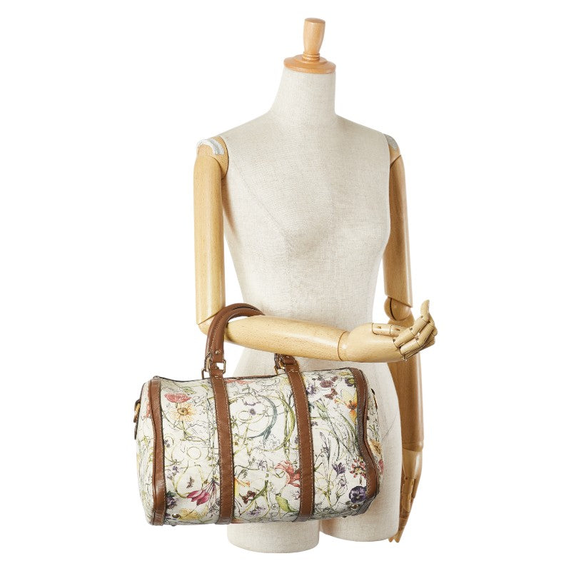 Gucci Flora Canvas Leather Handbag