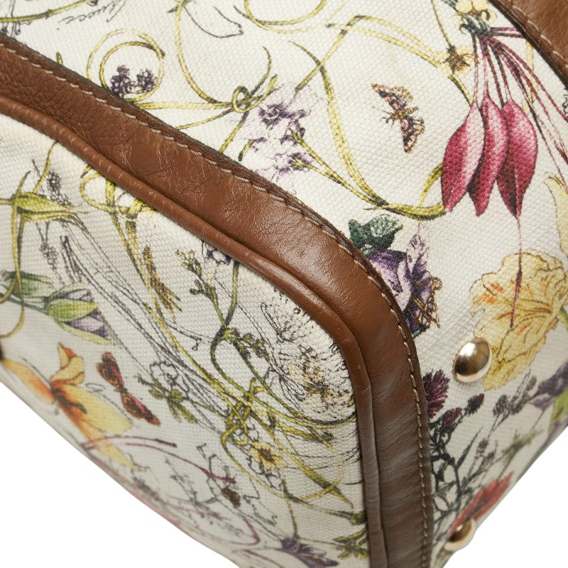 Gucci Flora Canvas Leather Handbag