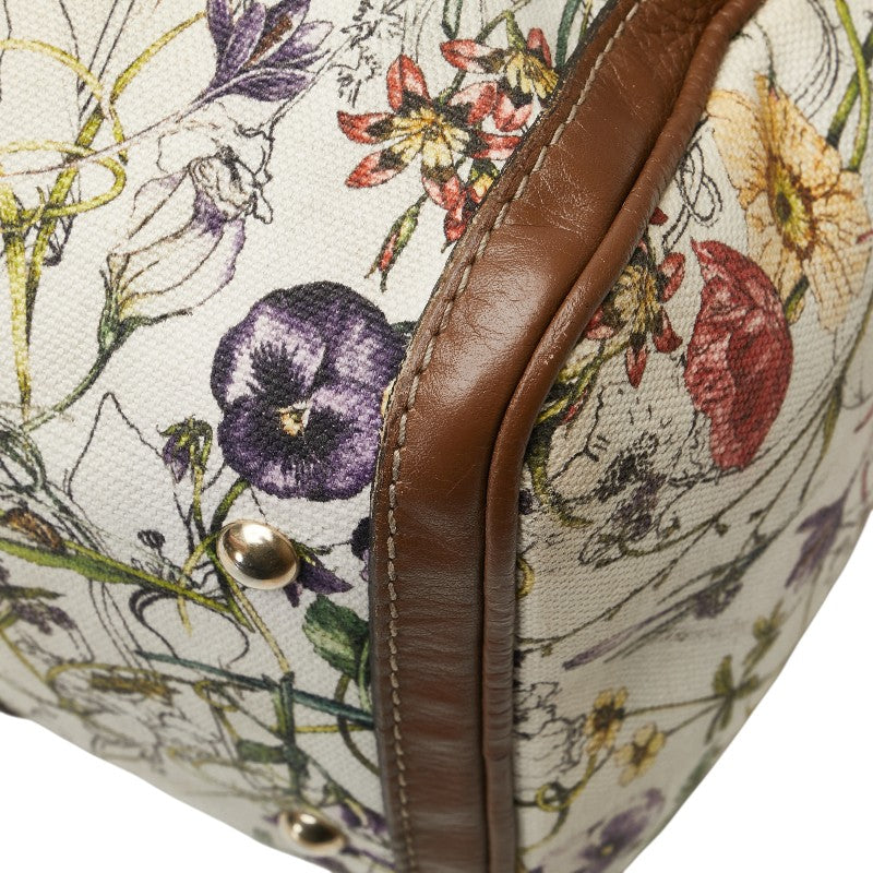 Gucci Flora Canvas Leather Handbag