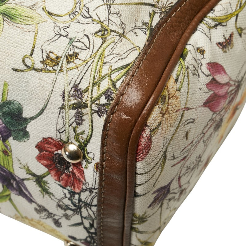 Gucci Flora Canvas Leather Handbag