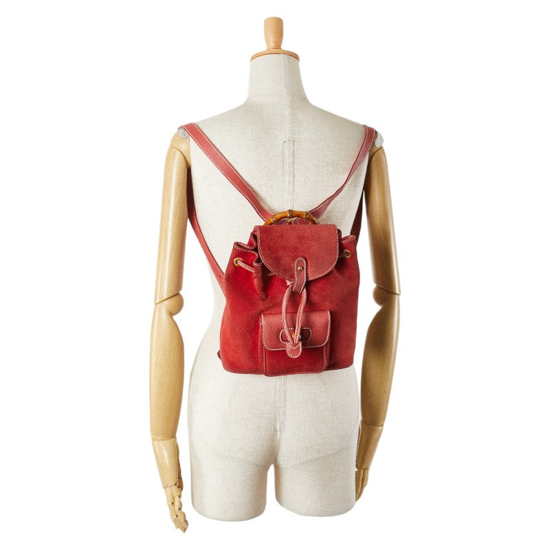 Gucci Bamboo Suede Leather Backpack