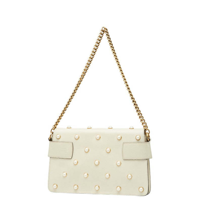 Gucci Broadway Pearl & Bee Leather 2way Shoulder Bag