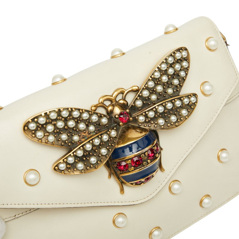 Gucci Broadway Pearl & Bee Leather 2way Shoulder Bag