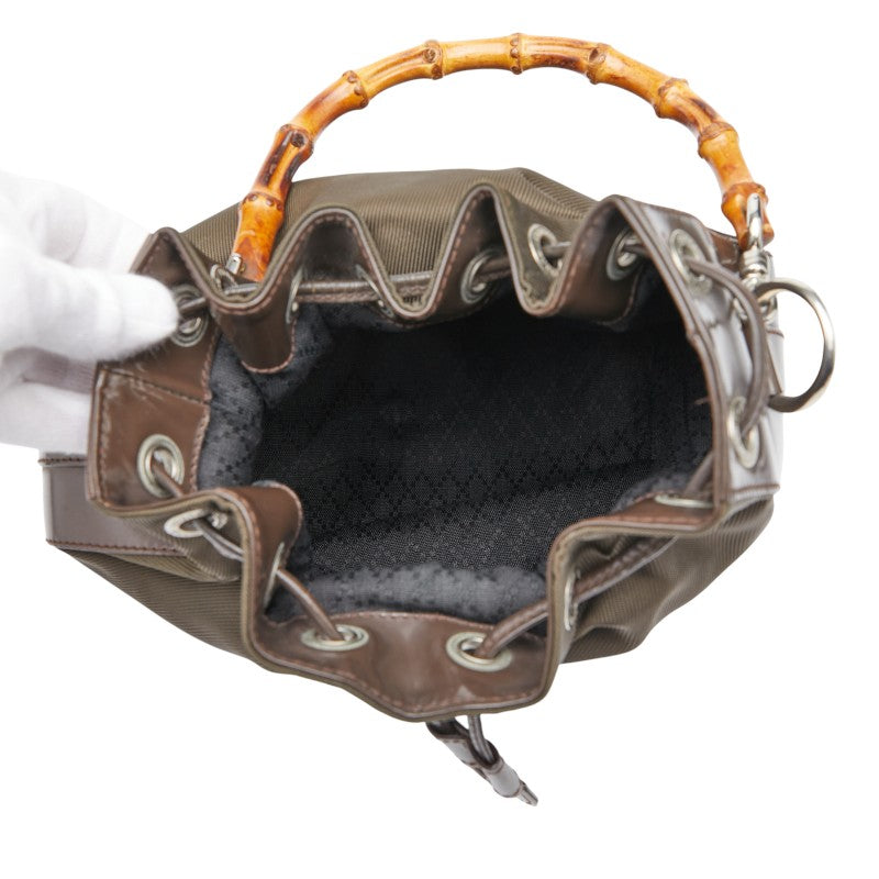 Gucci Bamboo Nylon Patent Leather 2way Bag