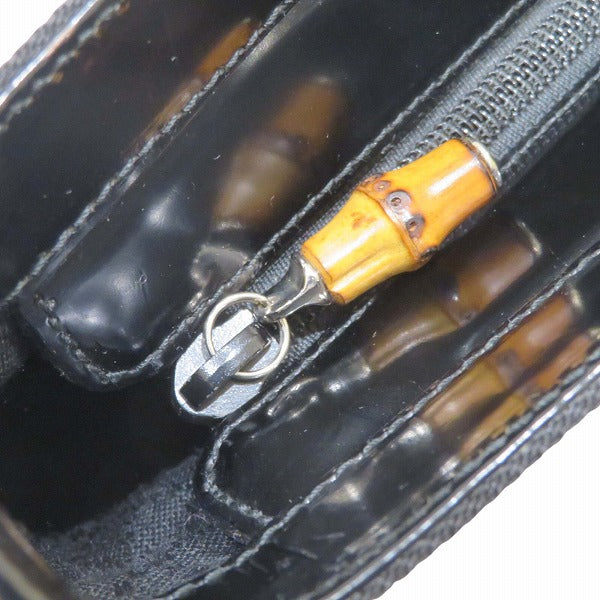 Gucci Bamboo Canvas Leather Handbag