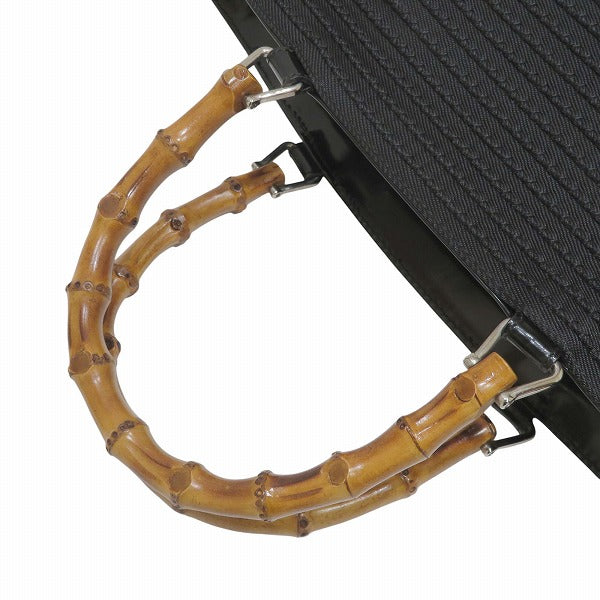 Gucci Bamboo Canvas Leather Handbag