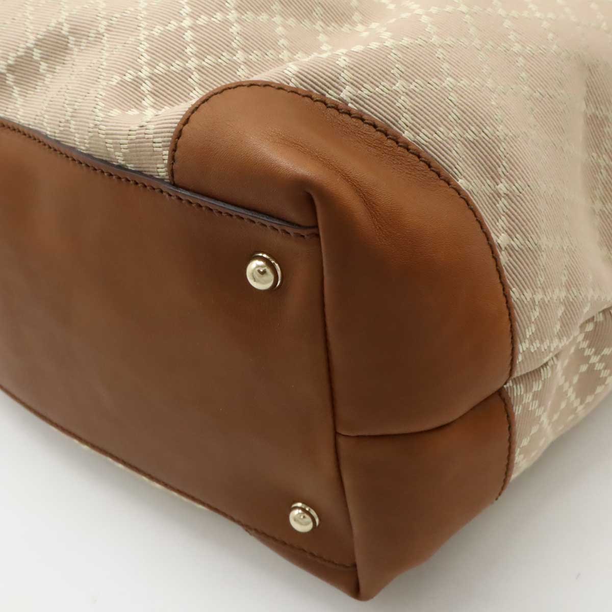 Gucci Diamante Bamboo 2way Tote Bag 282340 Rose Beige/Brown Canvas/Leather