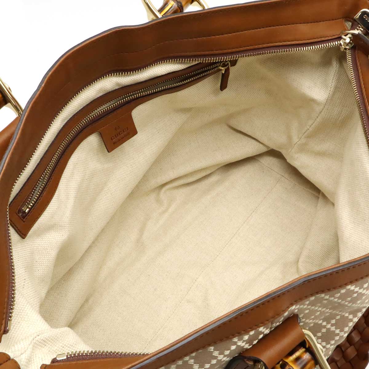 Gucci Diamante Bamboo 2way Tote Bag 282340 Rose Beige/Brown Canvas/Leather