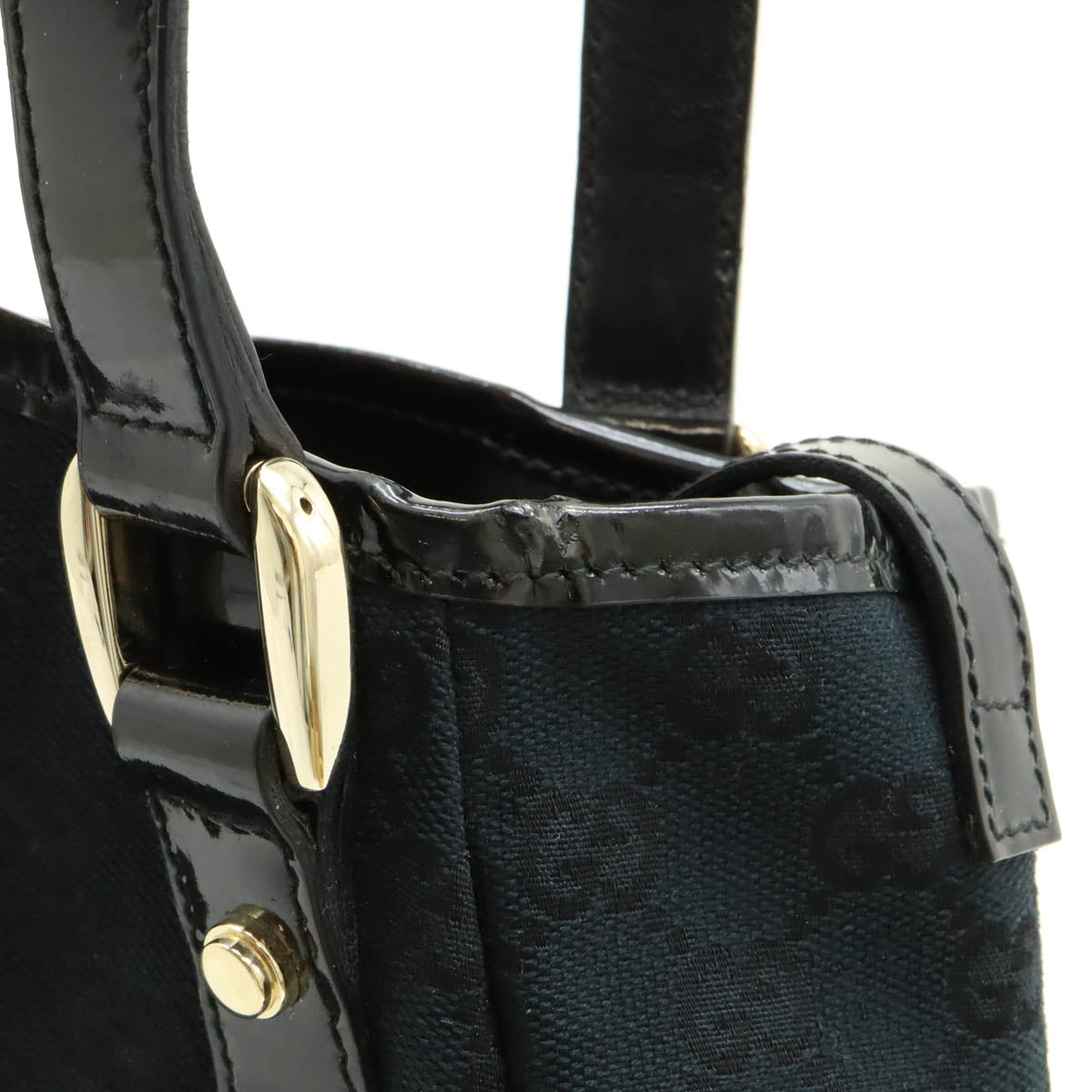 Gucci Abbey GG Canvas Patent Leather 2way Shoulder Bag