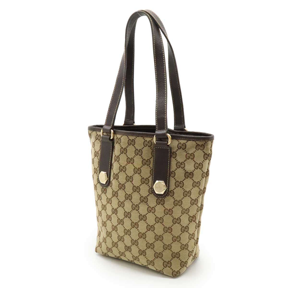 Gucci GG Canvas 2way Bag Khaki Beige/Dark Brown 153361