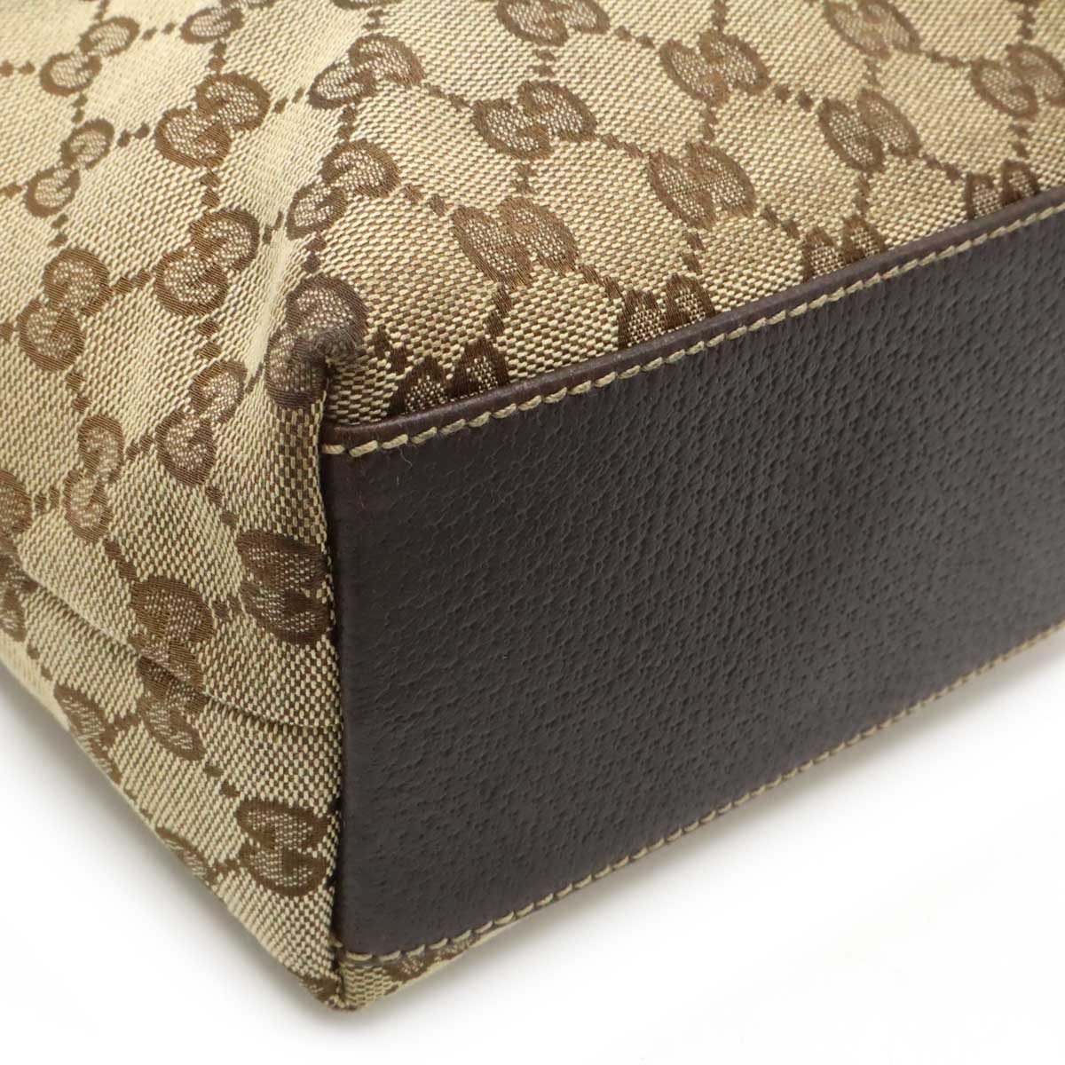 Gucci GG Canvas 2way Bag Khaki Beige/Dark Brown 153361