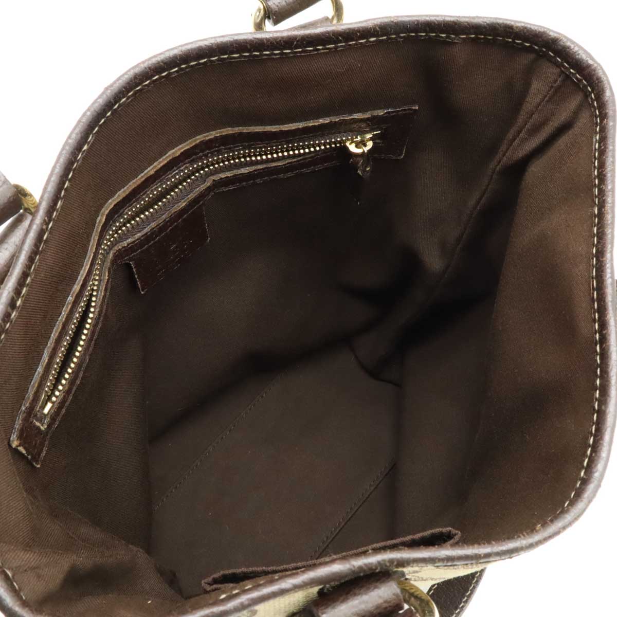 Gucci GG Canvas 2way Bag Khaki Beige/Dark Brown 153361