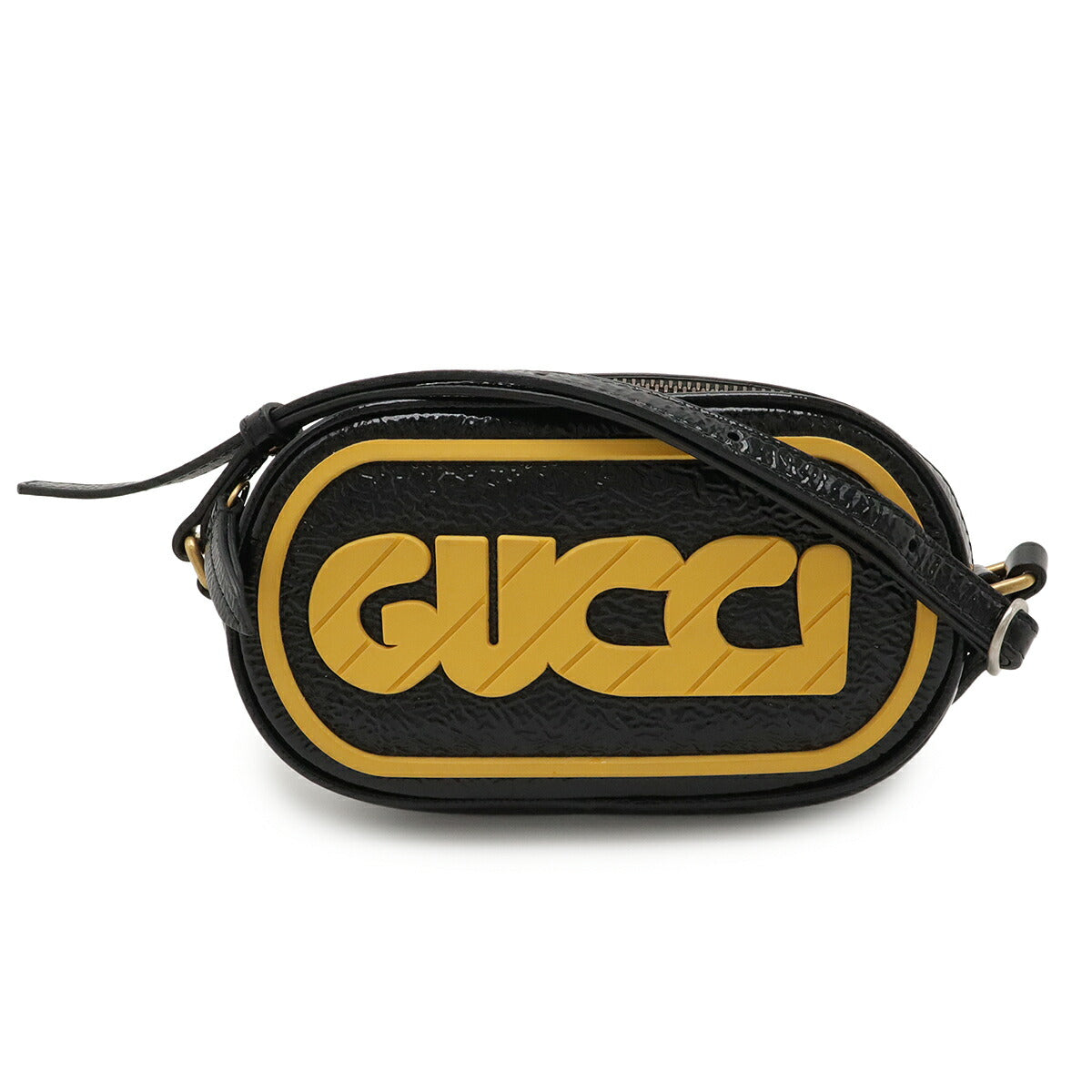 Gucci Game Patch Logo Patent Leather Shoulder Bag