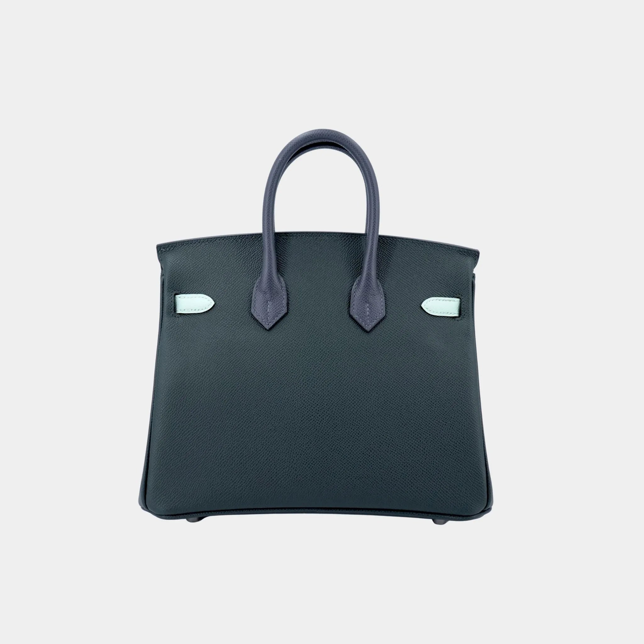 Birkin 25 Epsom Vert Fonce/ Vert Peppermint/ Ardoise PHW
