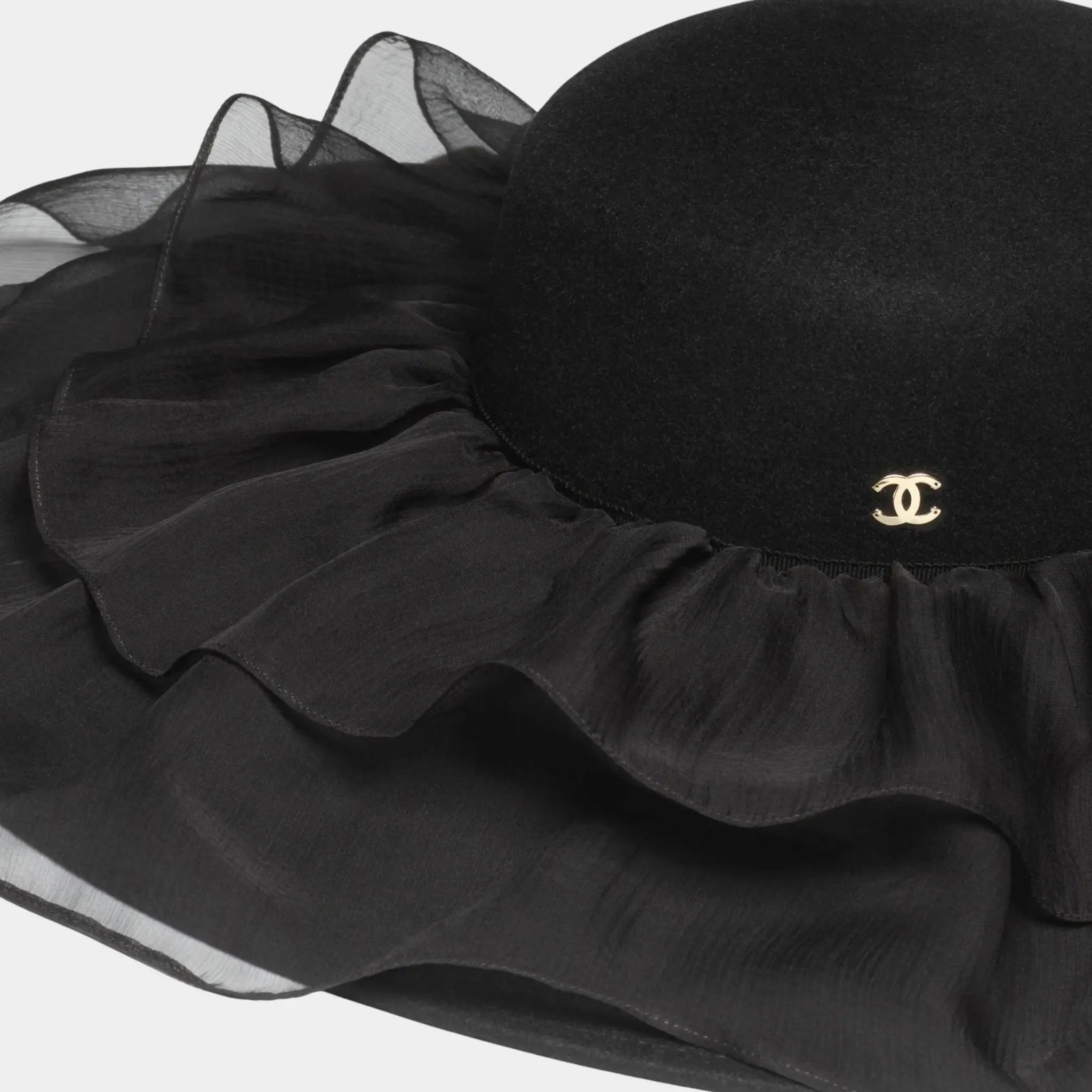 Hat Felt & Silk Chiffon Black