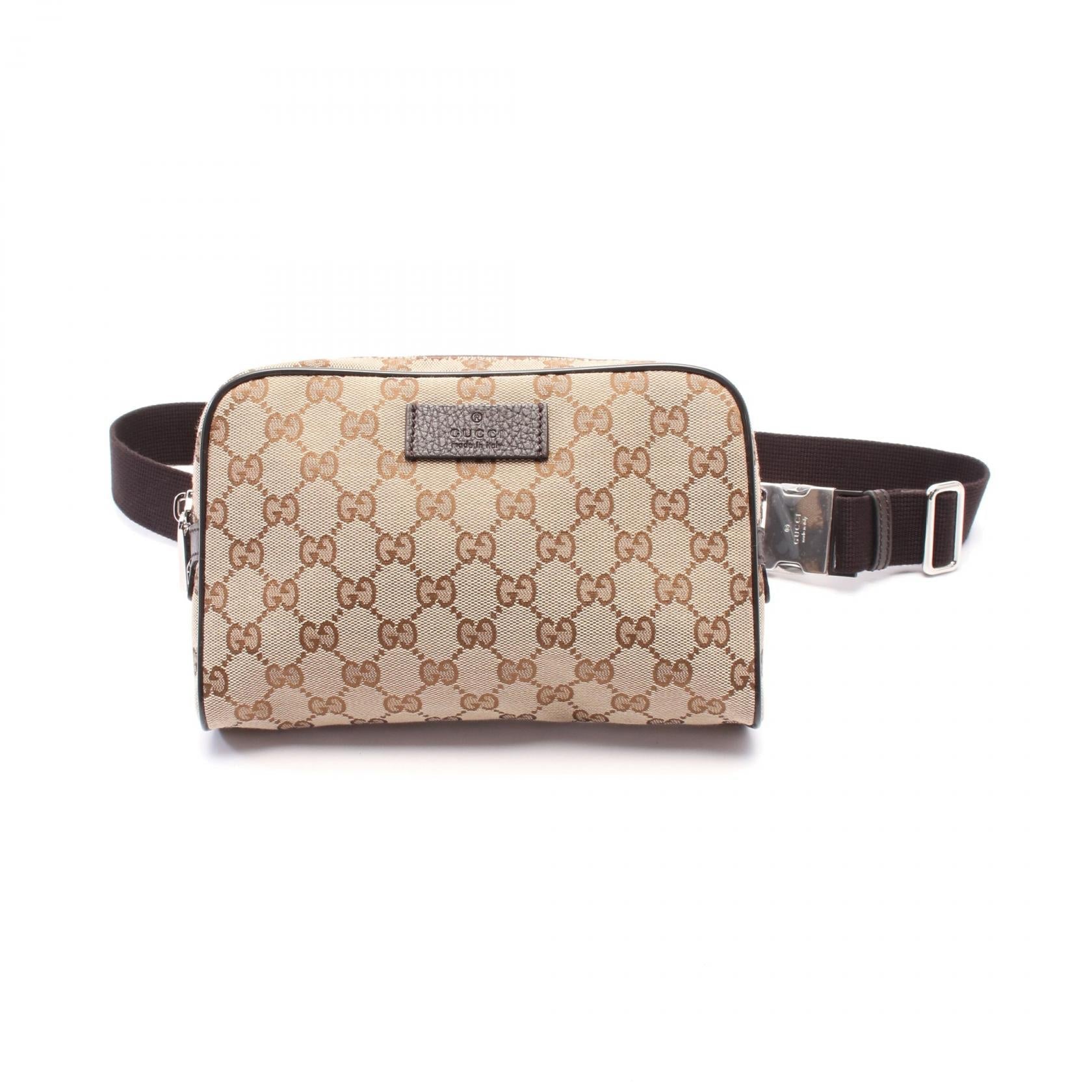 Gucci 449174 Canvas Leather Waist Bag