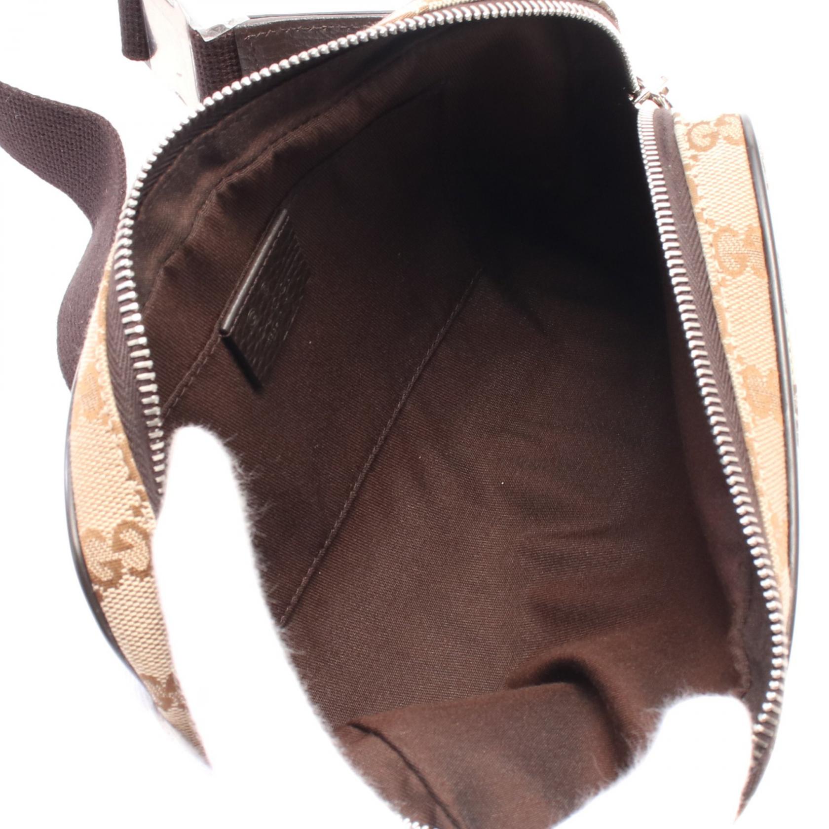 Gucci 449174 Canvas Leather Waist Bag