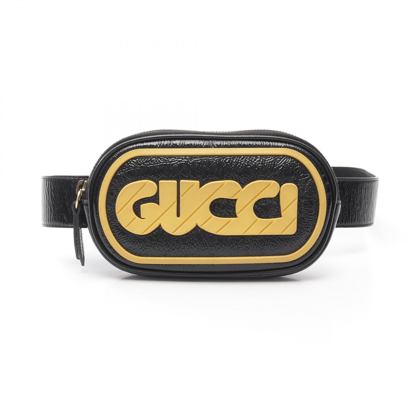 Gucci Game Patch Logo Patent Leather Belt Bag