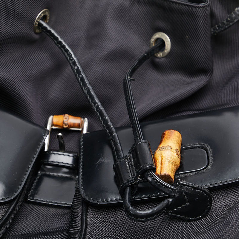 Gucci Bamboo Patent Leather Nylon Backpack