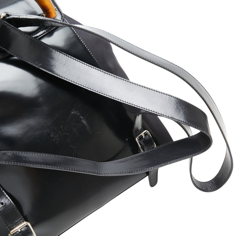 Gucci Bamboo Patent Leather Nylon Backpack
