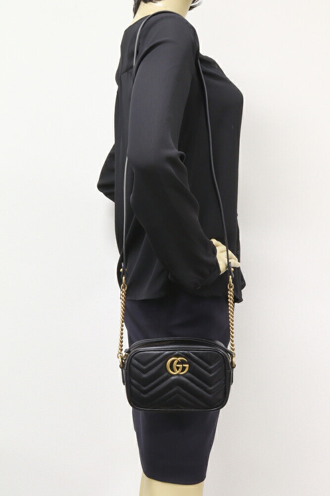 Gucci Calf GG Marmont Chain Mini Shoulder Bag 448065 DTD1T 1000