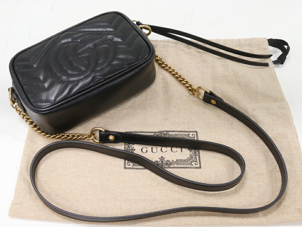 Gucci Calf GG Marmont Chain Mini Shoulder Bag 448065 DTD1T 1000