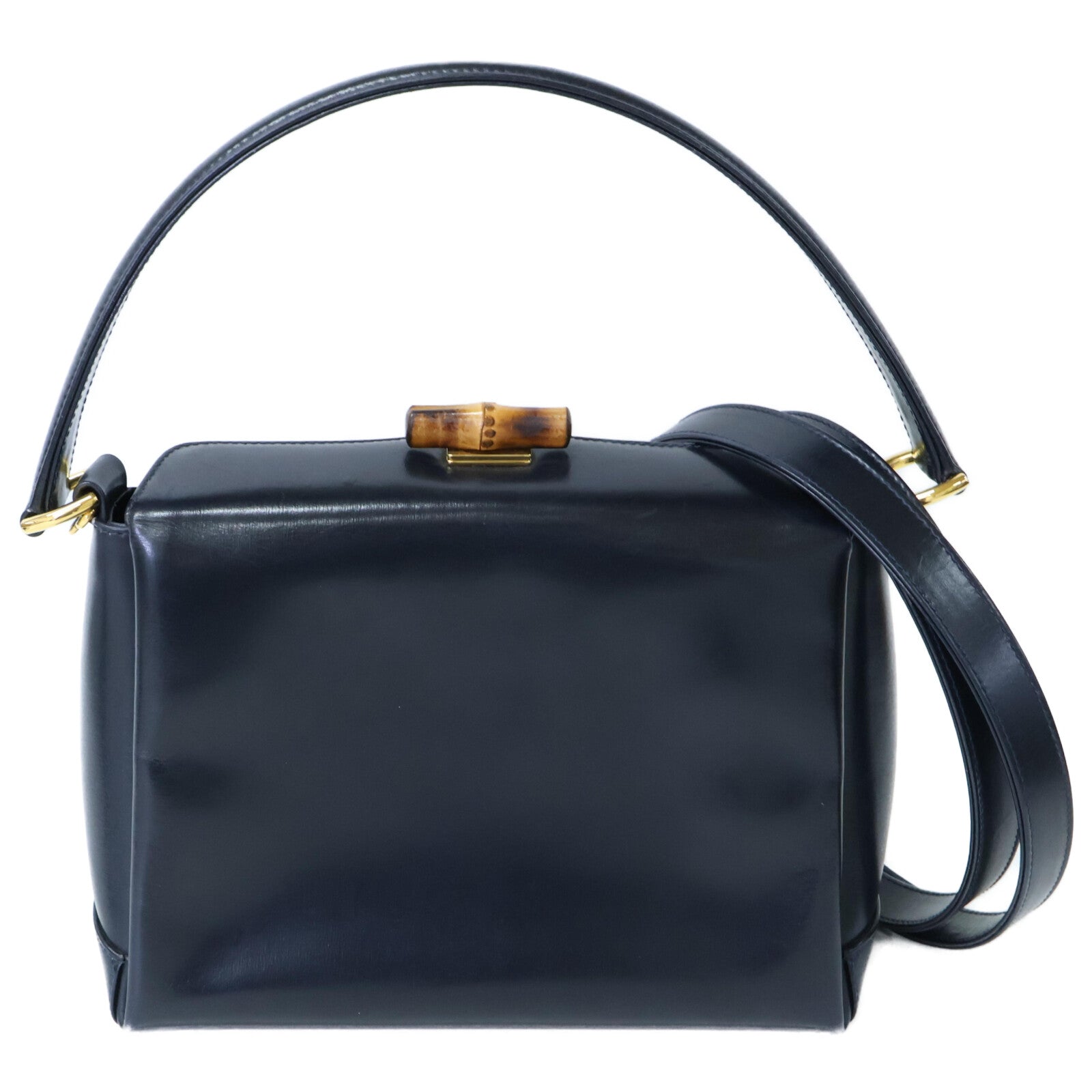 Gucci Bamboo Turn Lock Leather 2way Shoulder Bag