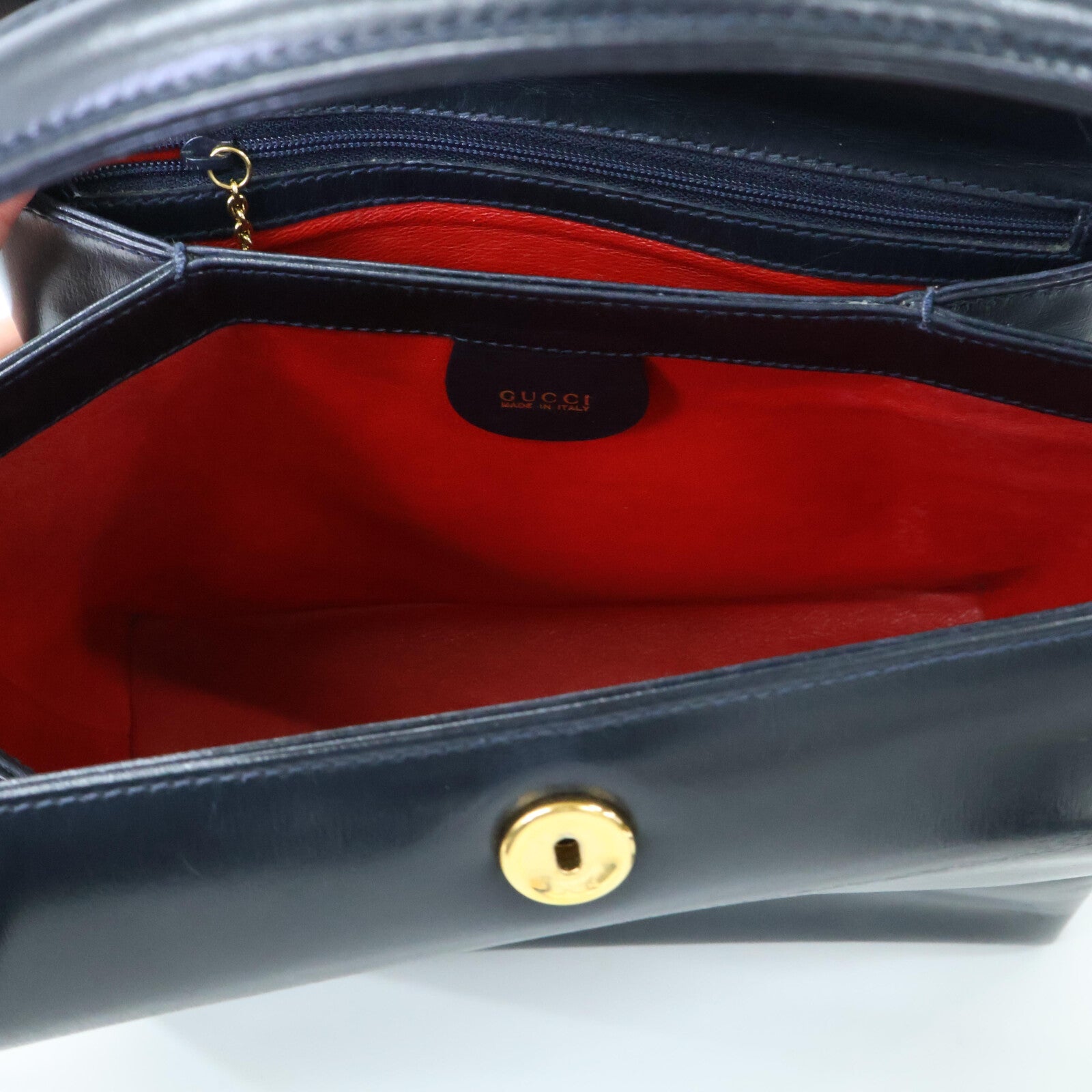 Gucci Bamboo Turn Lock Leather 2way Shoulder Bag