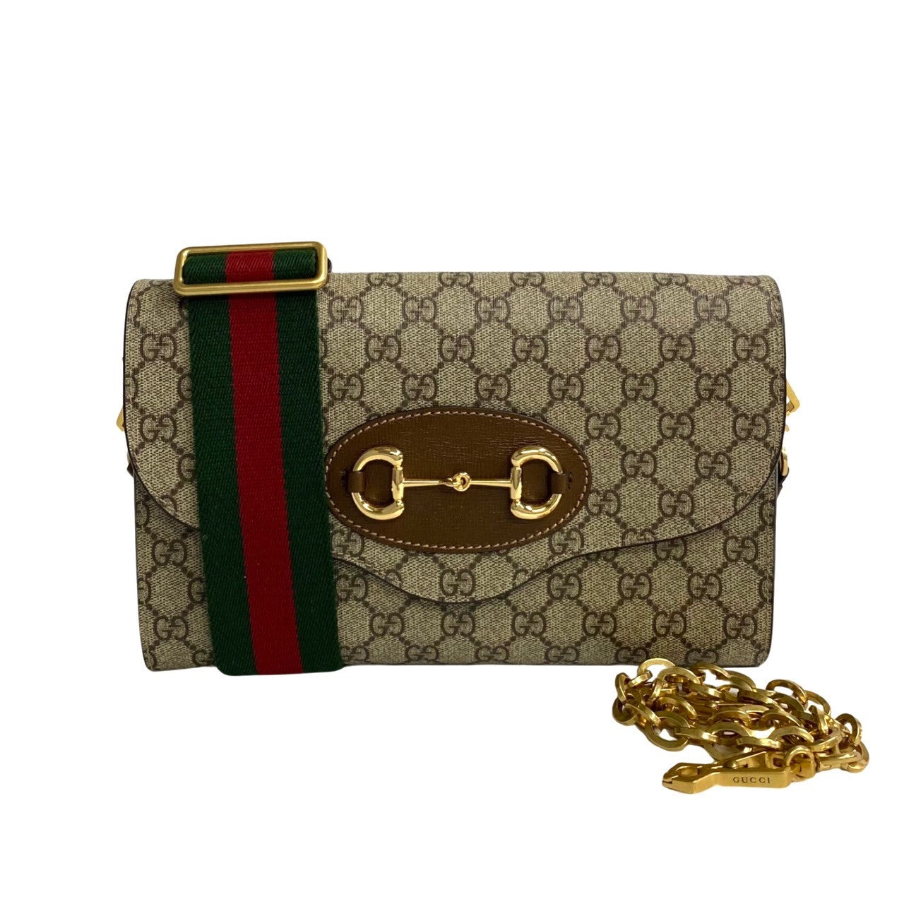 Gucci 1955 Horsebit GG Supreme Leather Shoulder Bag