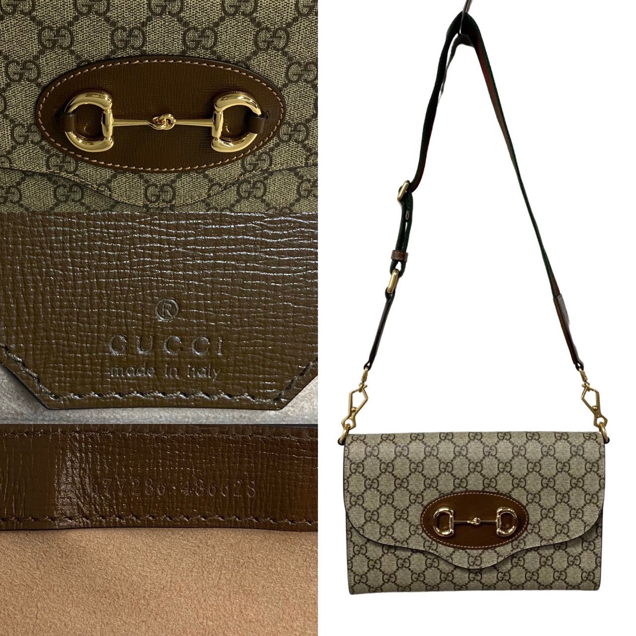 Gucci 1955 Horsebit GG Supreme Leather Shoulder Bag
