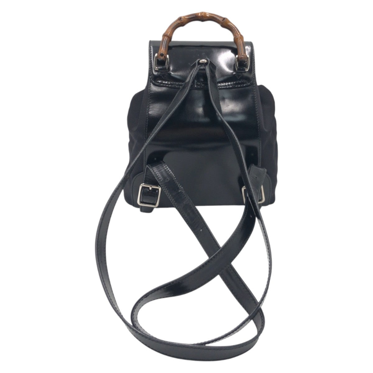 Gucci Bamboo Nylon Patent Leather Backpack