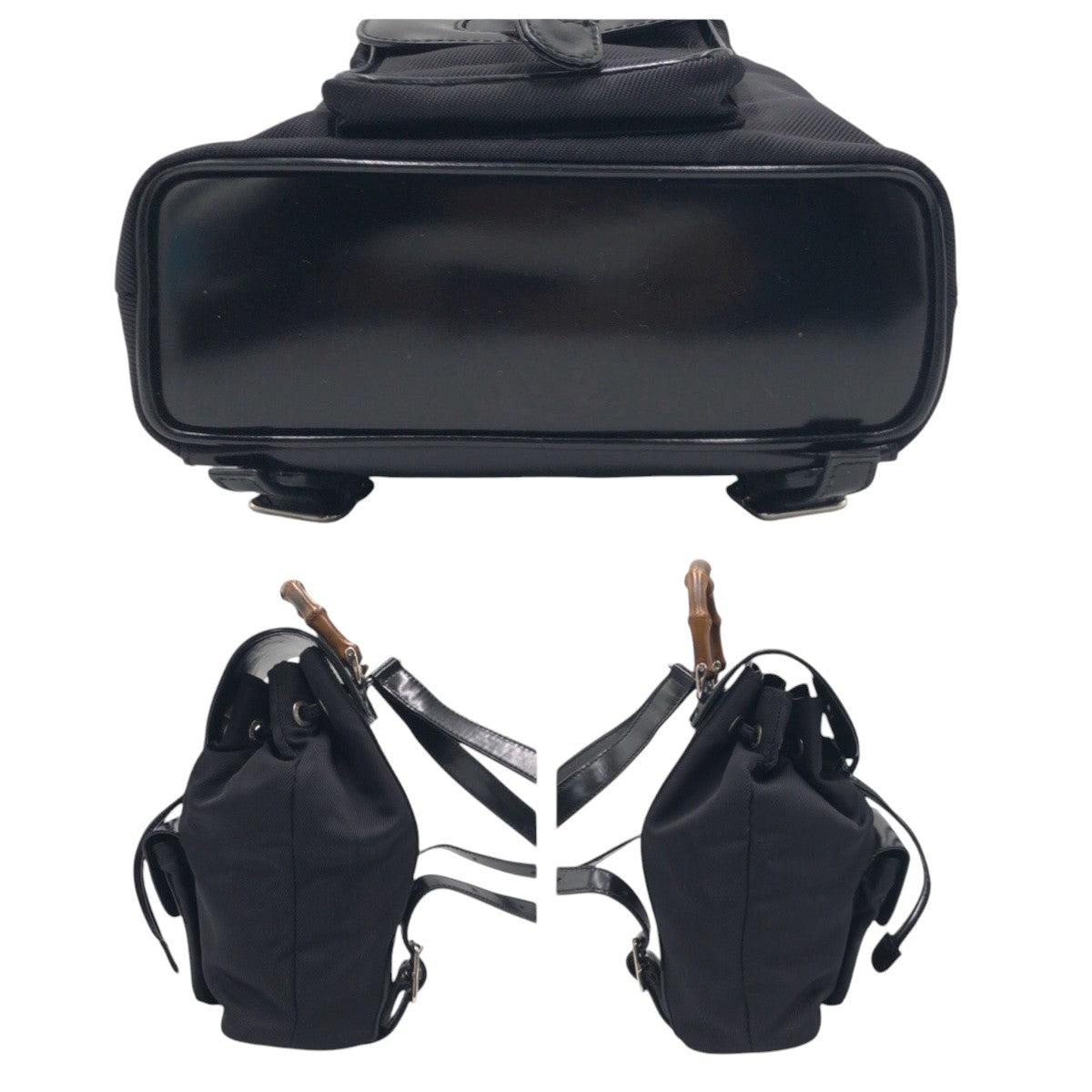 Gucci Bamboo Nylon Patent Leather Backpack