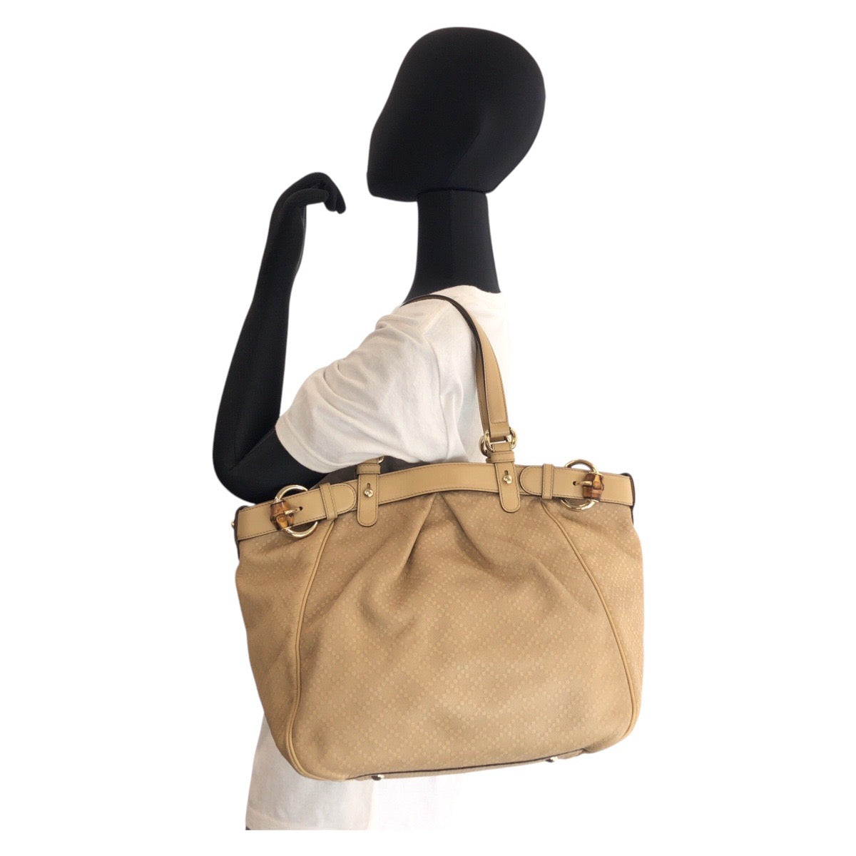 Gucci Canvas/Leather Diamante Bamboo 2way Bag 282312