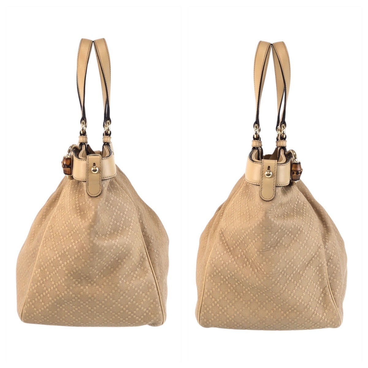 Gucci Canvas/Leather Diamante Bamboo 2way Bag 282312