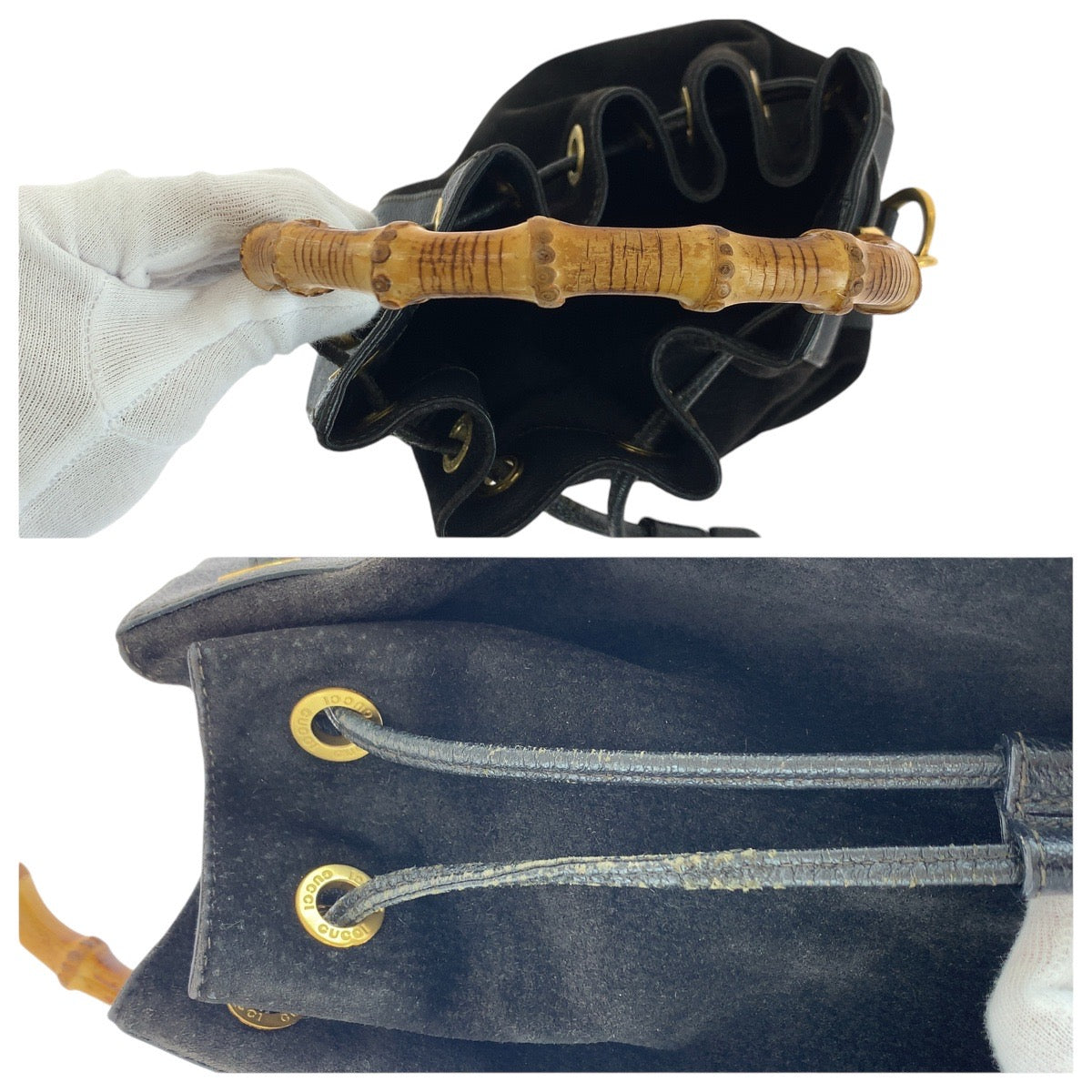 Gucci Bamboo Suede Leather Handbag