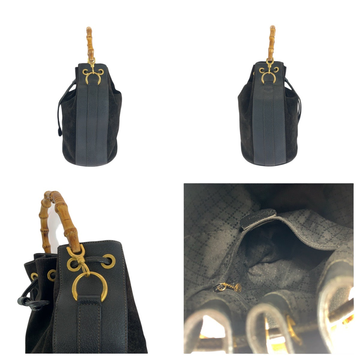 Gucci Bamboo Suede Leather Handbag